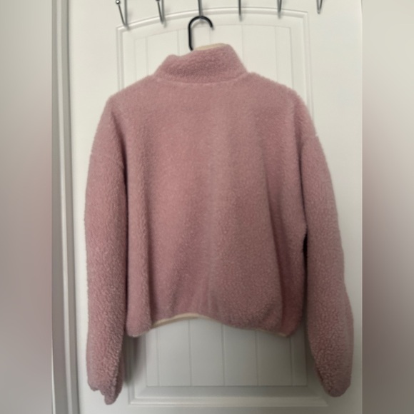 Old Navy Plush Pink Quarter-Zip Sherpa - Picture 5 of 5